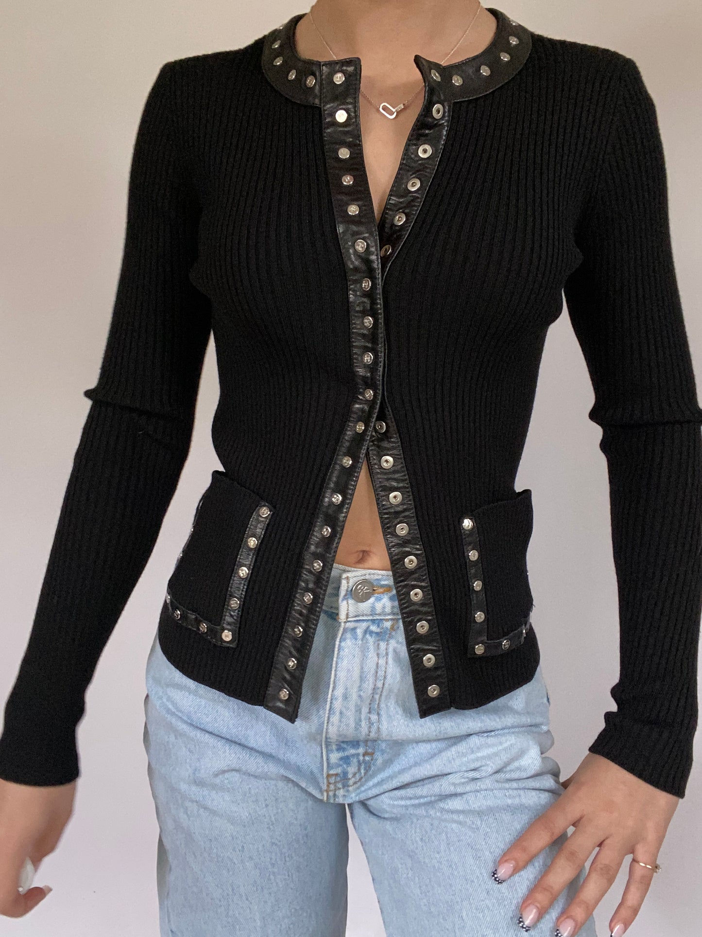 Celine Ribbed Knit Top Size S