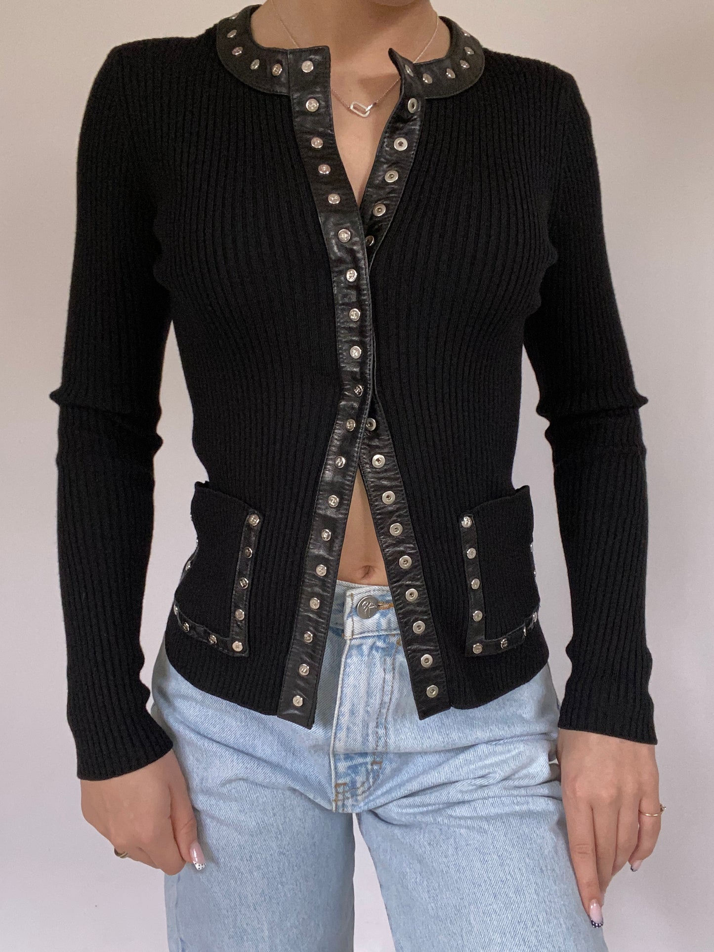 Celine Ribbed Knit Top Size S