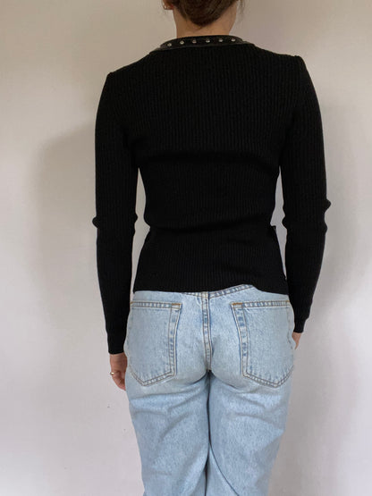 Celine Ribbed Knit Top Size S