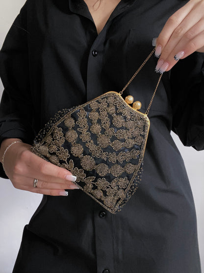 French Silk Hand Beaded Evening Bag