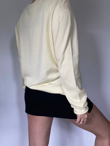 Yves Saint Laurent Logo Butter Yellow Pullover Size M