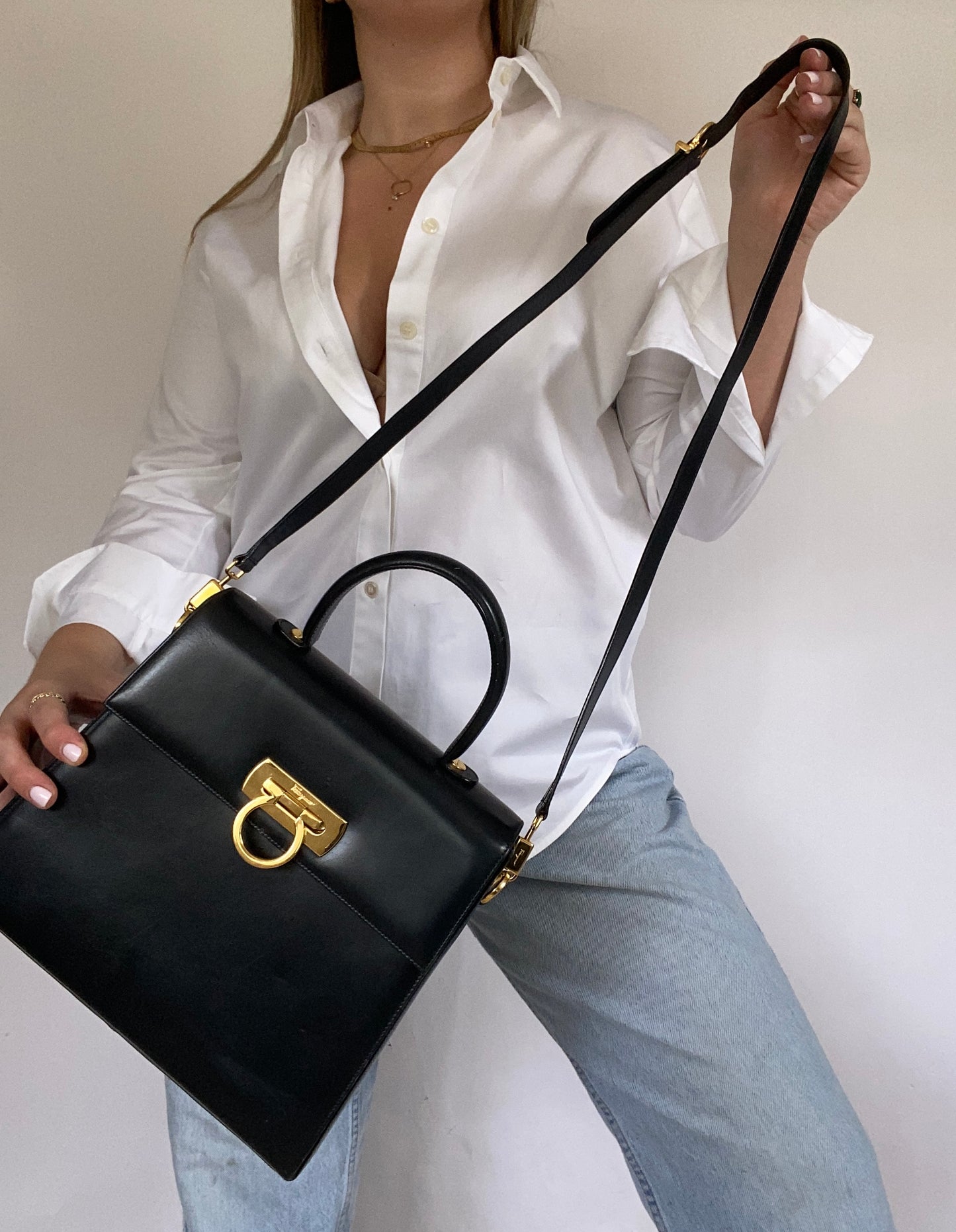Salvatore Ferragamo Leather Gancini Bag