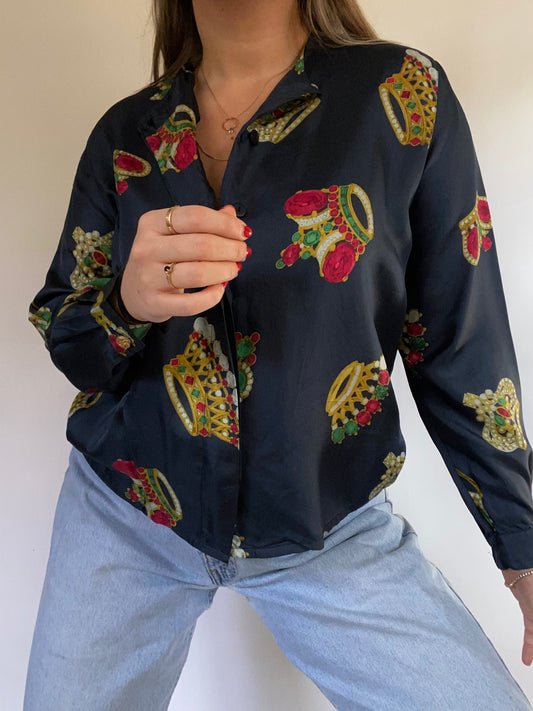 Celine Silk Print Top Size S/M