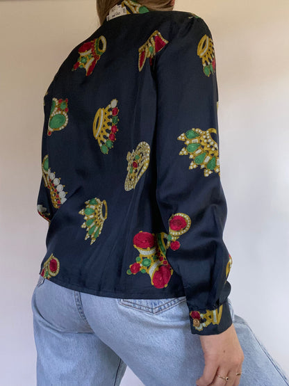 Celine Silk Print Top Size S/M