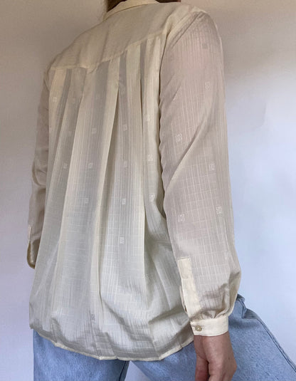 Givenchy Monogram Logo Ivory Button Up Size L