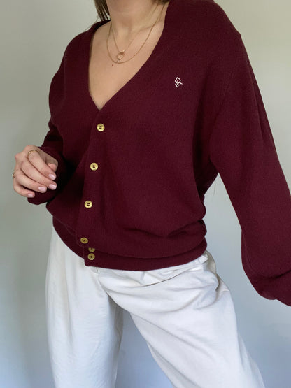 Christian Dior Logo Maroon Cardigan Size L