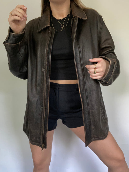 Brown Leather Jacket Size L/XL