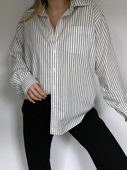 Yves Saint Laurent Logo Pinstriped Button Up Size M