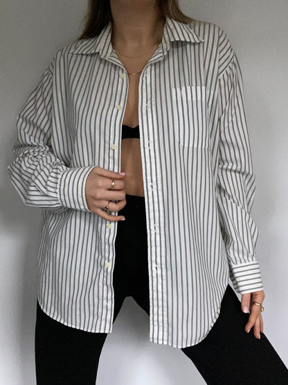 Yves Saint Laurent Logo Pinstriped Button Up Size M