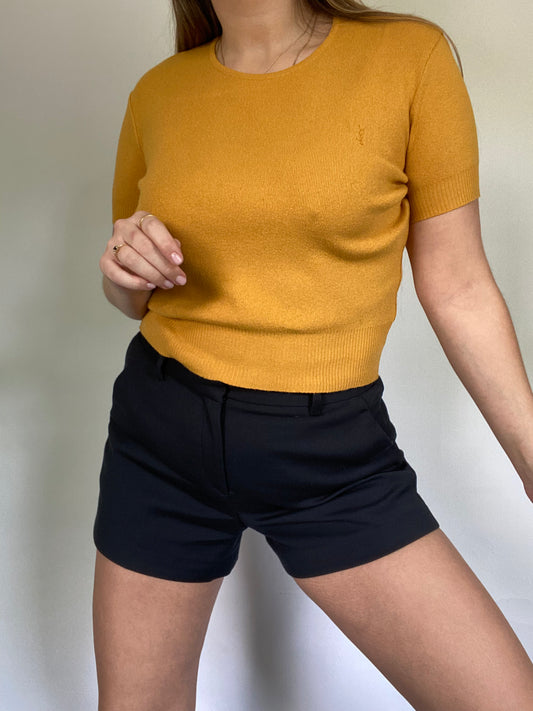 Yves Saint Laurent Logo Short Sleeve Sweater Size S