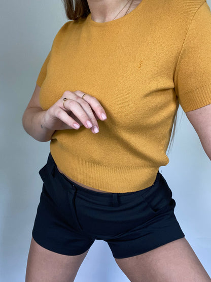 Yves Saint Laurent Logo Short Sleeve Sweater Size S