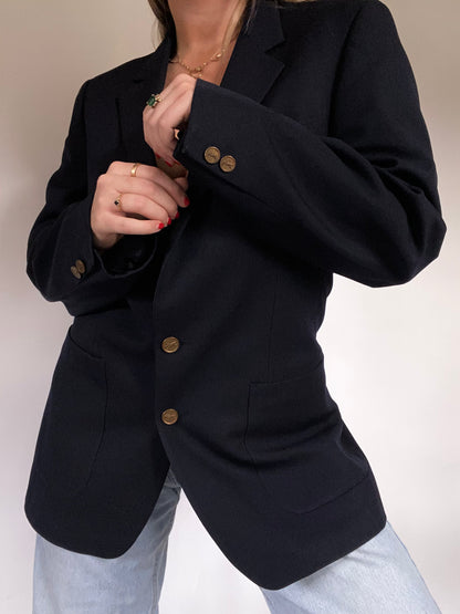 Yves Saint Laurent Logo Navy Blazer Size M
