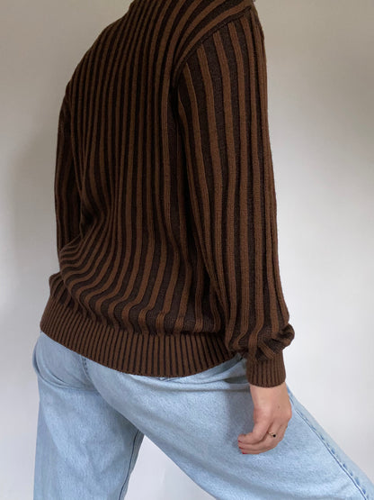 Vintage Yves Saint Laurent Striped Cable Knit Sweater Size S/M