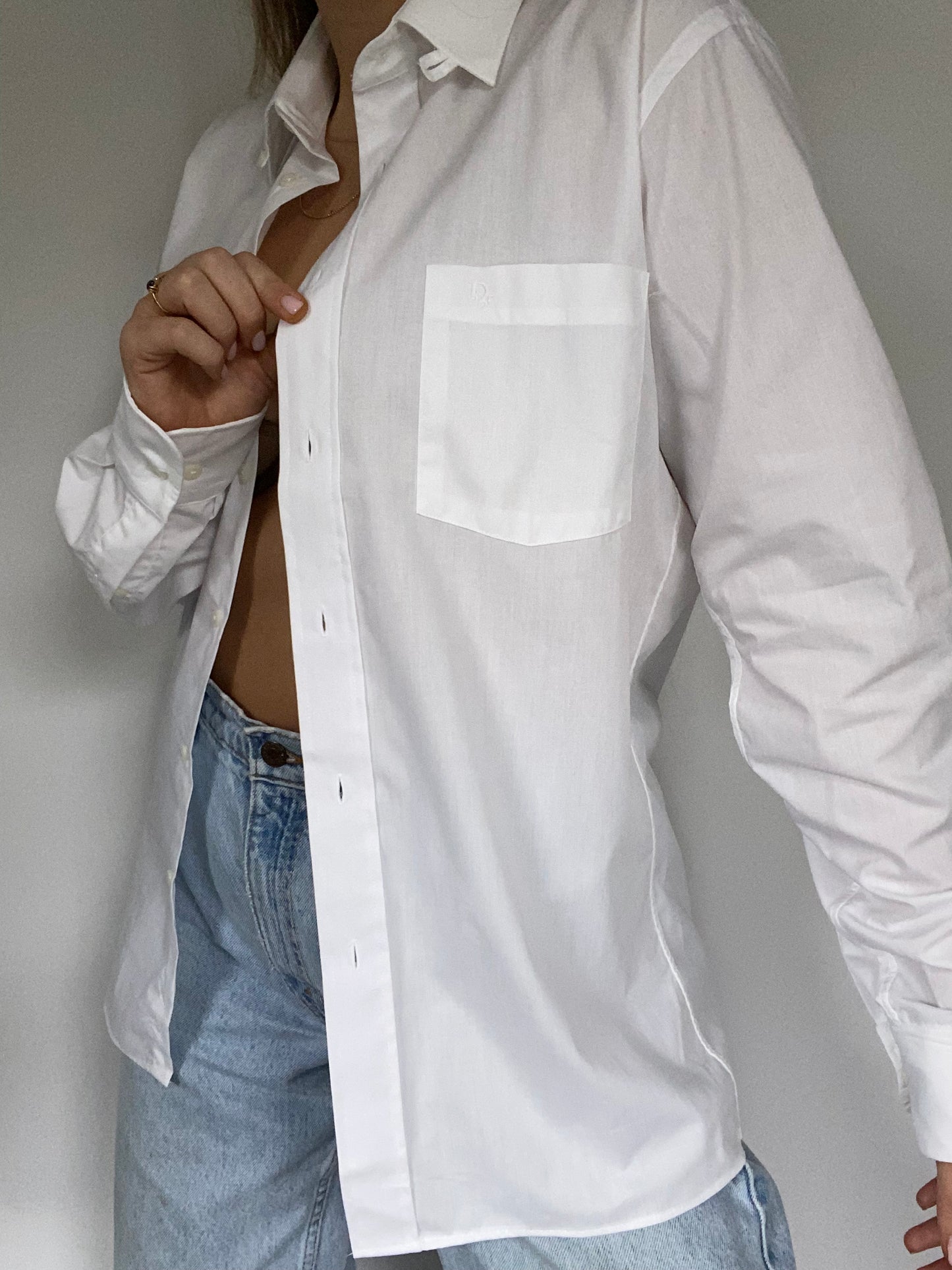 Christian Dior Logo White Button Up Size S