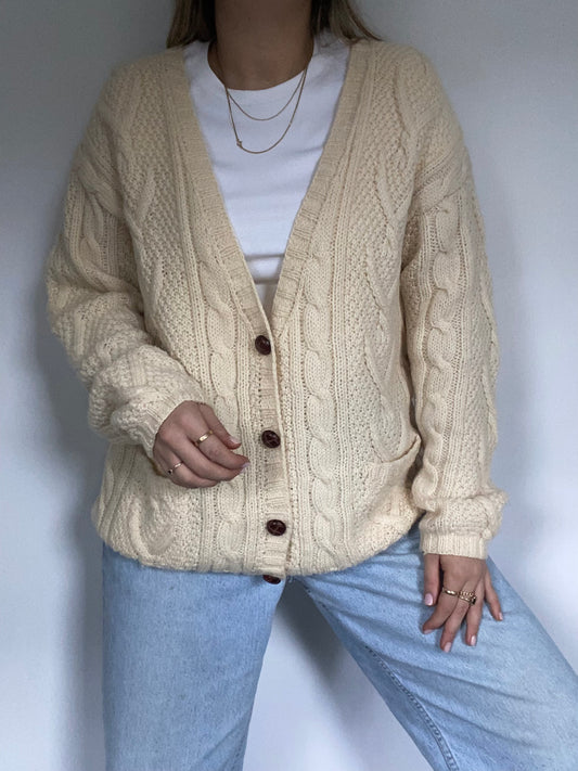 Chunky Cable Knit Cardigan Size M/L