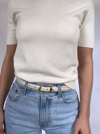 Christian Dior Ivory Leather Belt Size S