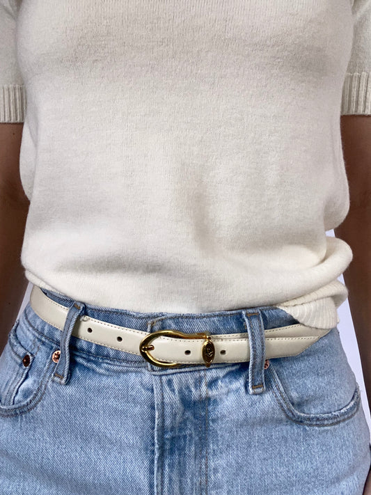 Christian Dior Ivory Leather Belt Size S