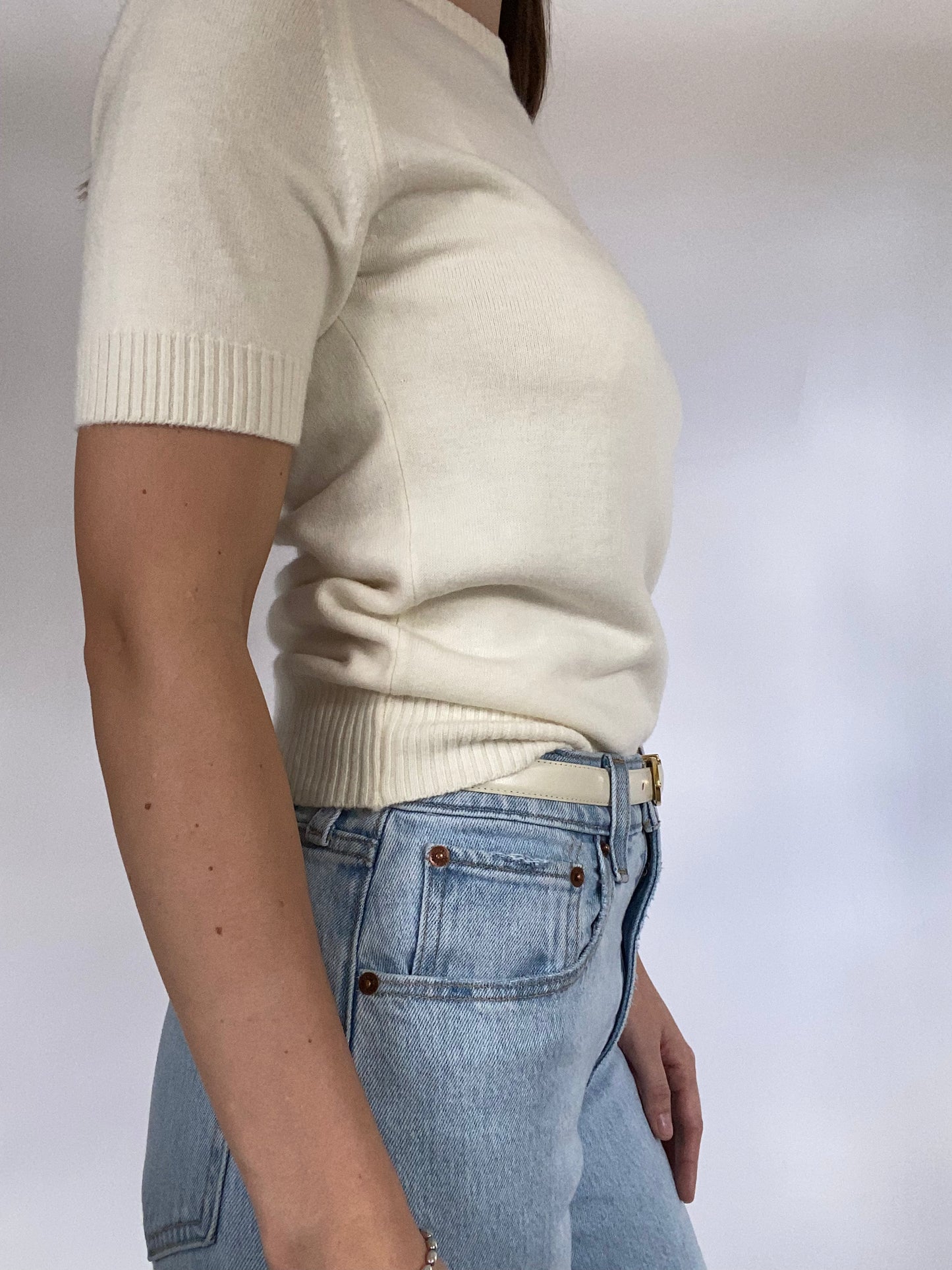 Christian Dior Ivory Leather Belt Size S