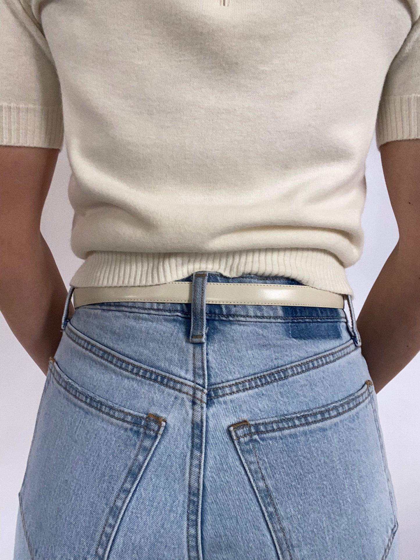 Christian Dior Ivory Leather Belt Size S