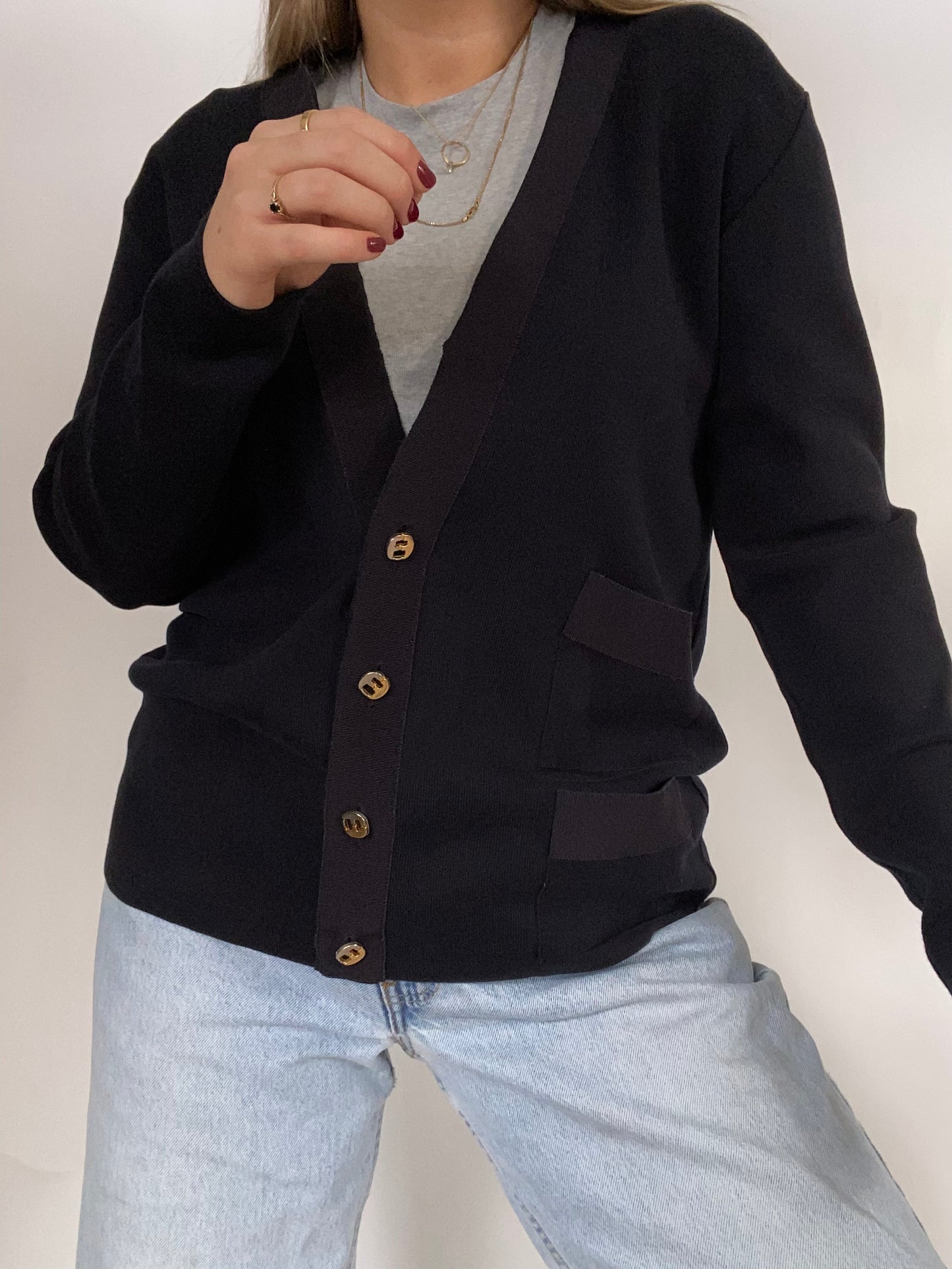 Salvatore Ferragamo Logo Button Cardigan Size M