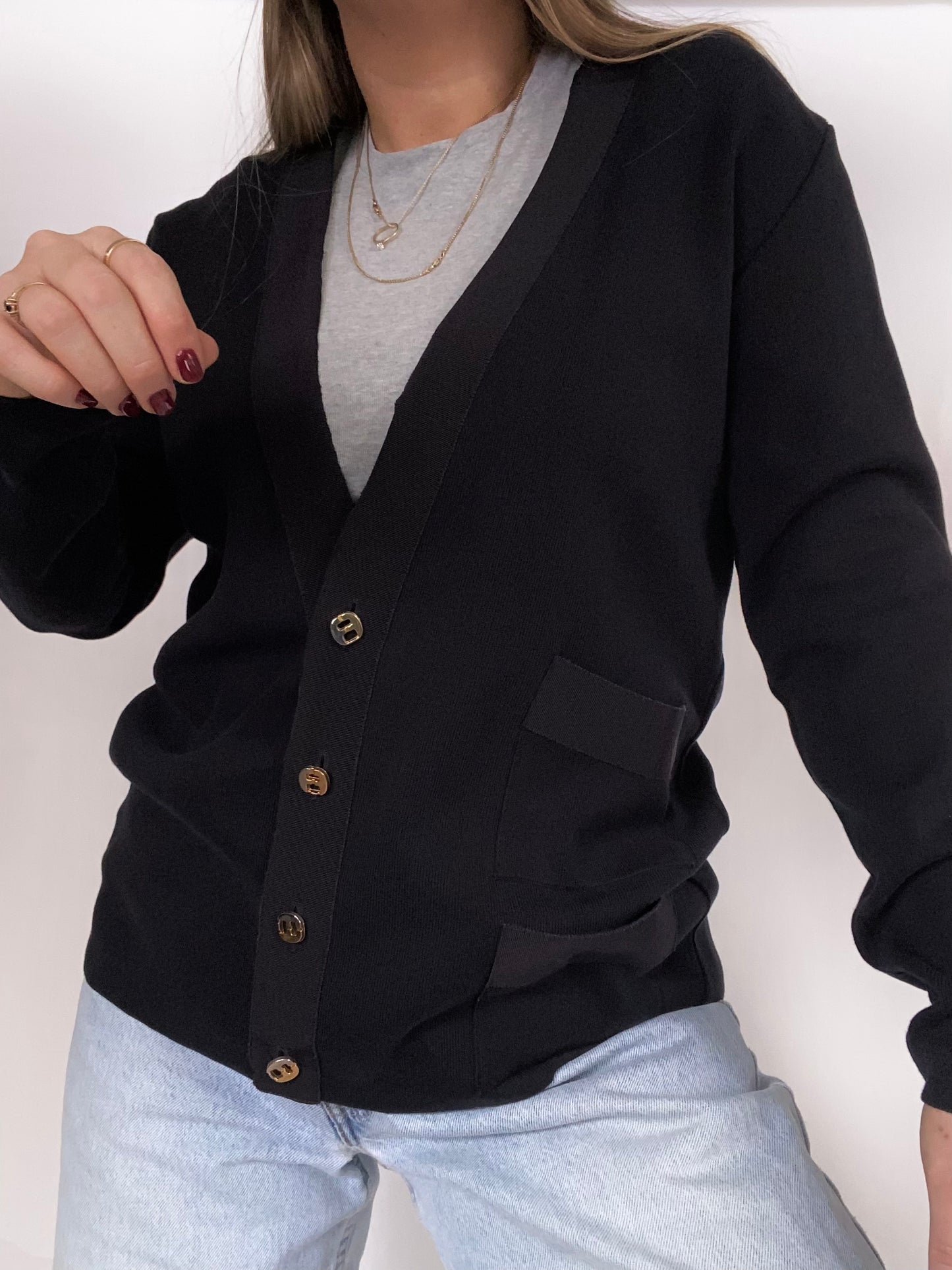 Salvatore Ferragamo Logo Button Cardigan Size M
