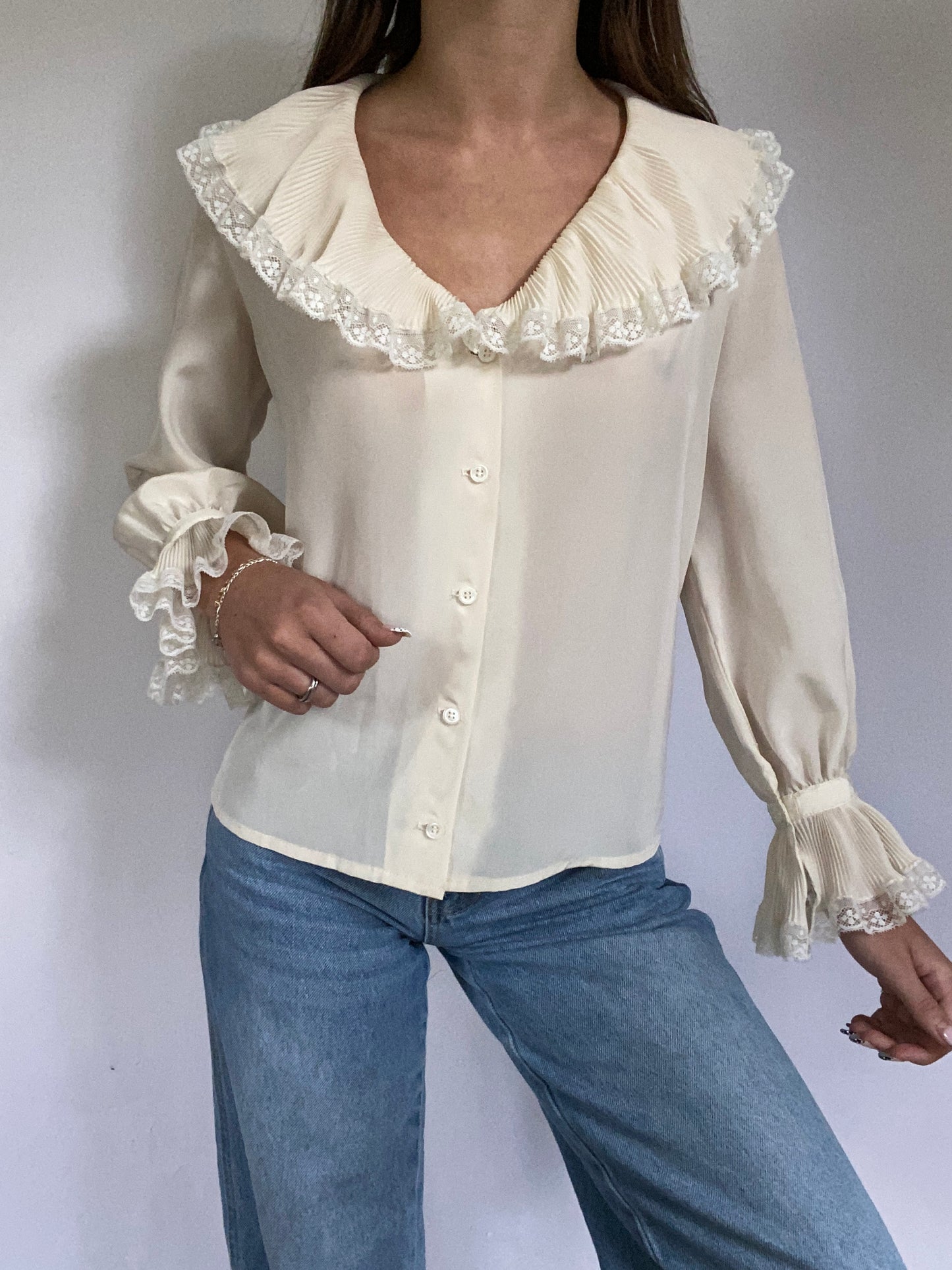 Christian Dior Ivory Lace Blouse Size S