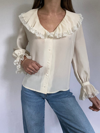 Christian Dior Ivory Lace Blouse Size S