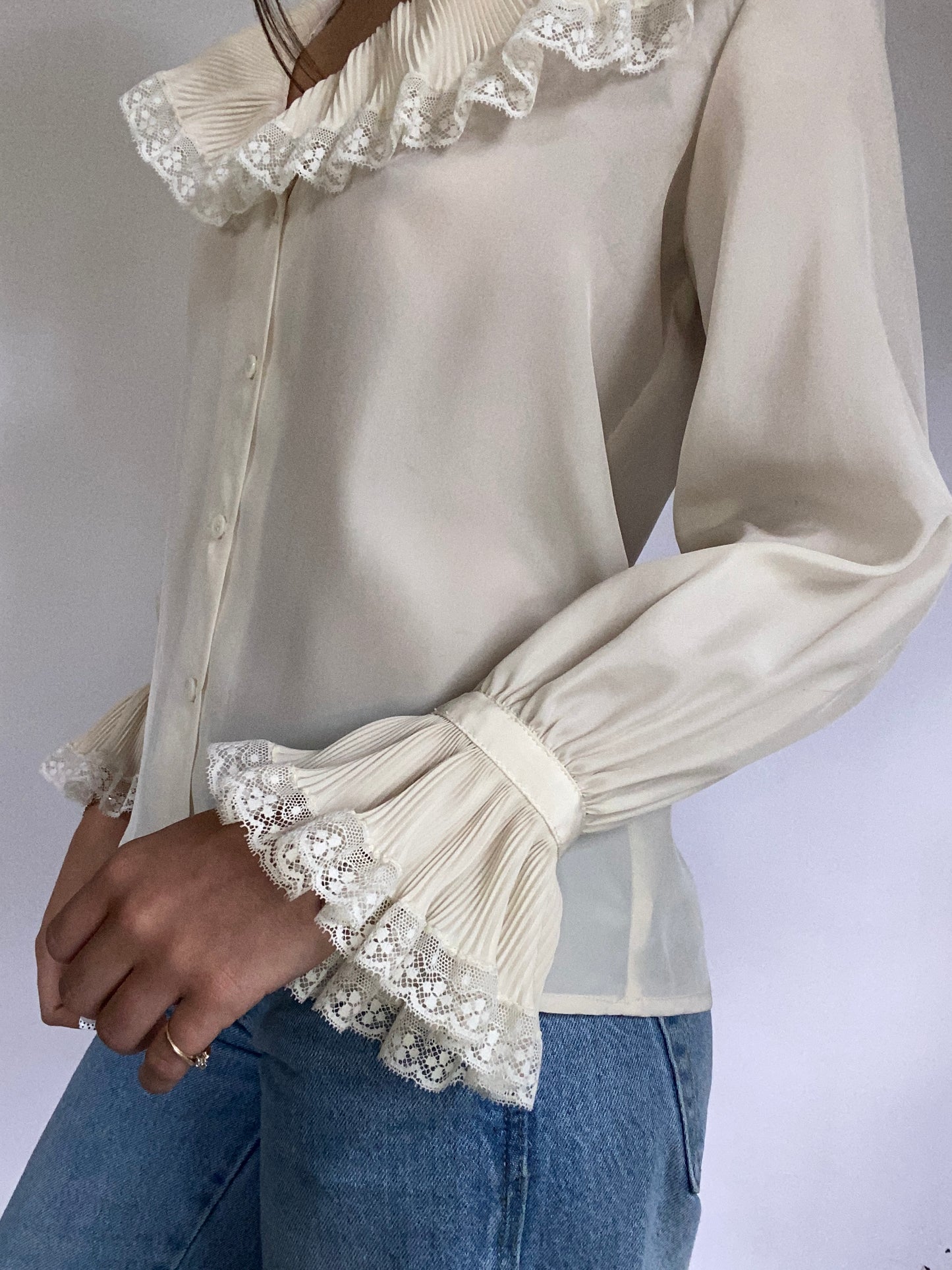 Christian Dior Ivory Lace Blouse Size S