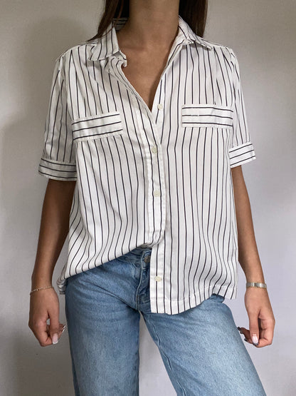 Celine Logo Short Sleeve Button Up Size S/M
