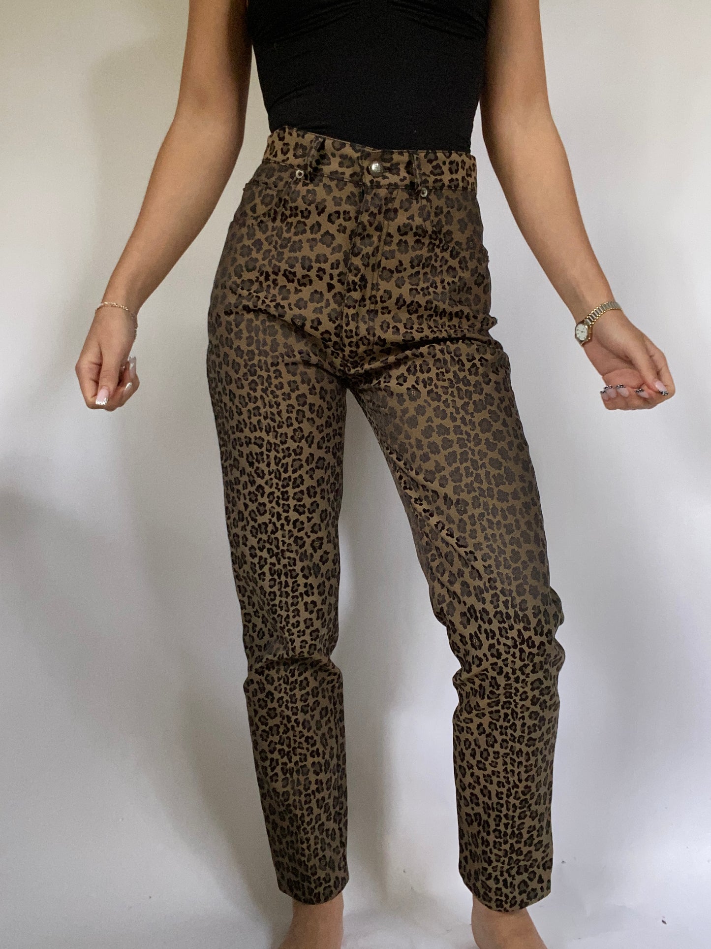 Fendi Monogram Logo Leopard Print Pants Size 25