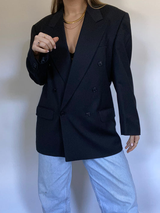 Loro Piana Double Breasted Black Blazer Size M