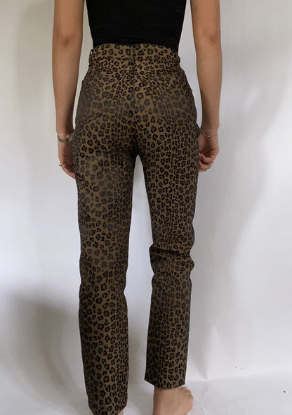 Fendi Monogram Logo Leopard Print Pants Size 25