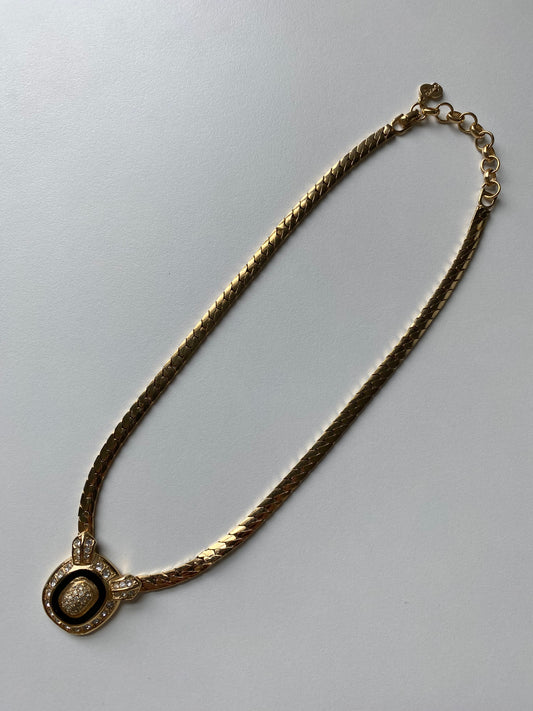 Christian Dior Rhinestone Pendant Necklace