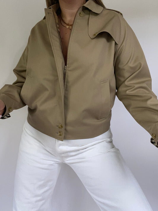 Nova Check Khaki Burberry Bomber Jacket Size S