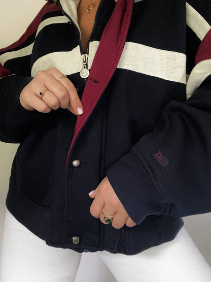 Christian Dior Color Block Zip Up Sweatshirt Size XL