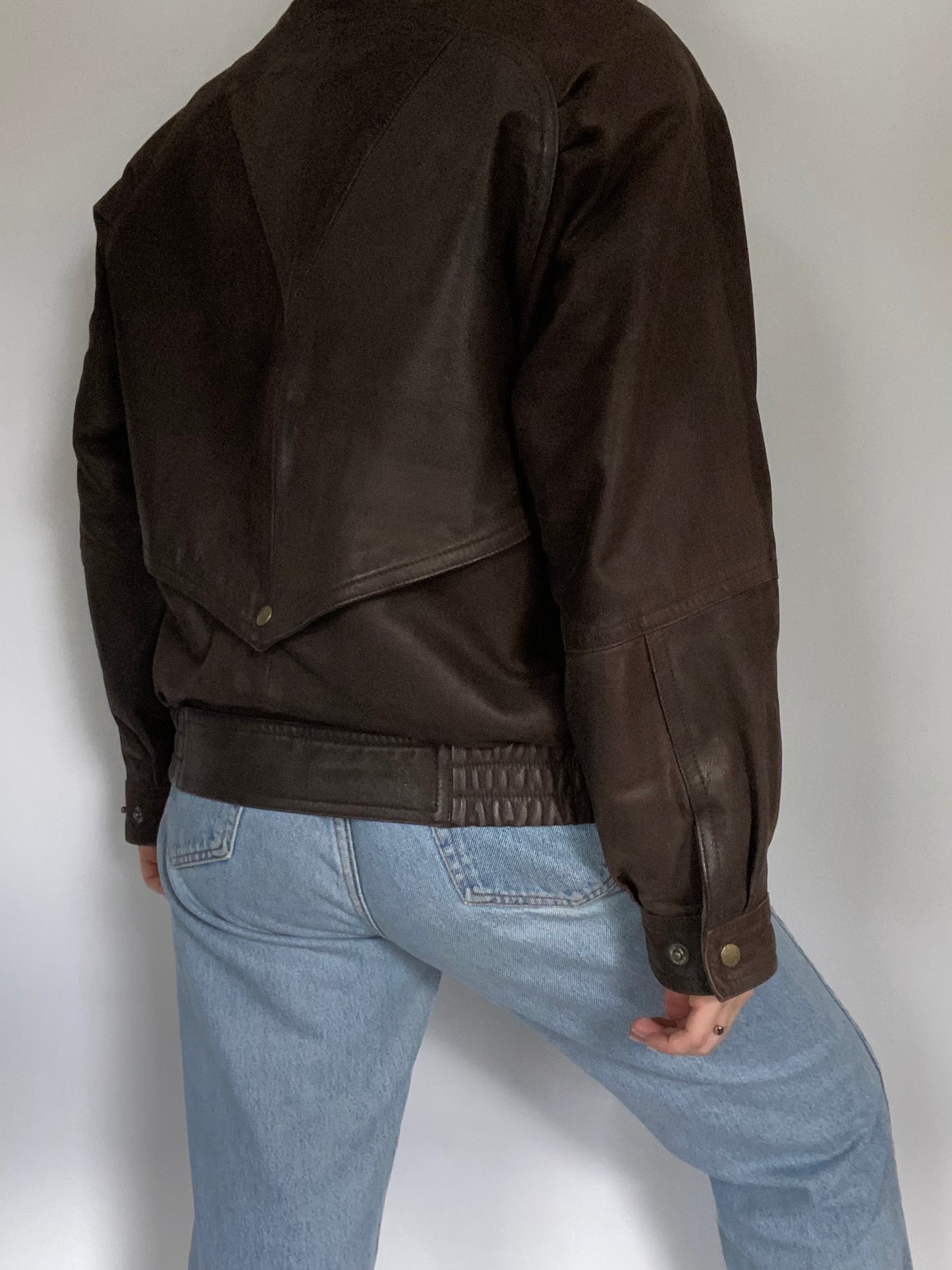 Brown Leather Bomber Size M