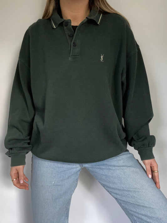 Yves Saint Laurent Green Polo Pullover Size L/XL