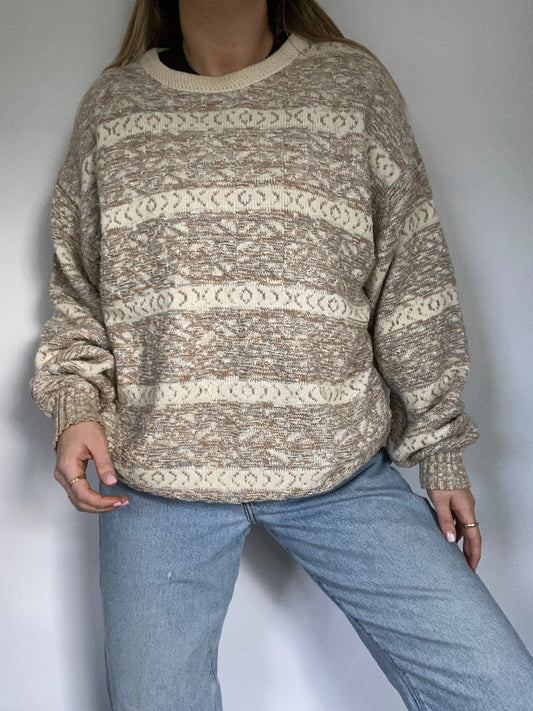 Christian Dior Ivory Knit Ski Sweater Size L/XL