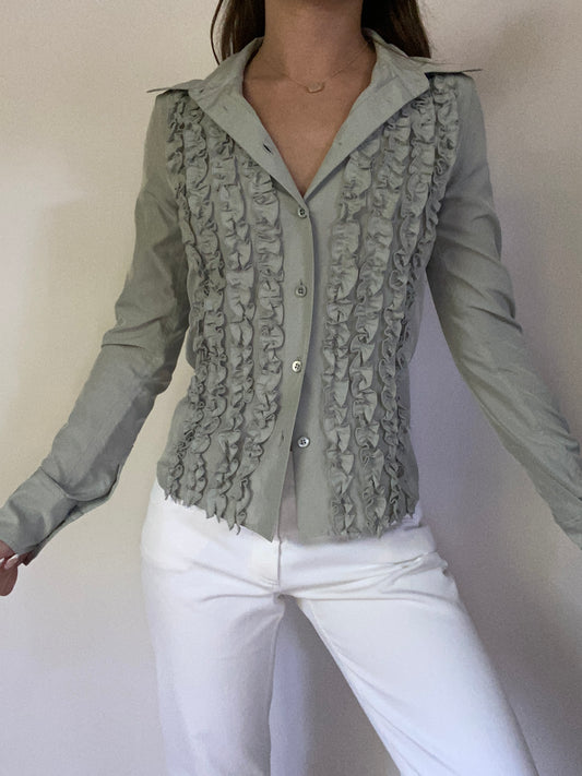 Gucci Ruffle Button Up Blouse Size XS