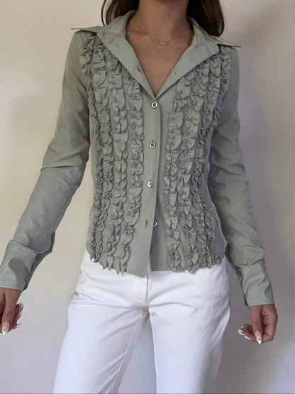Gucci Ruffle Button Up Blouse Size XS