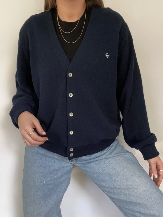 Christian Dior Logo Navy Cardigan Size L