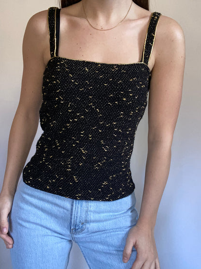 Yves Saint Laurent Black & Metallic Top Size S