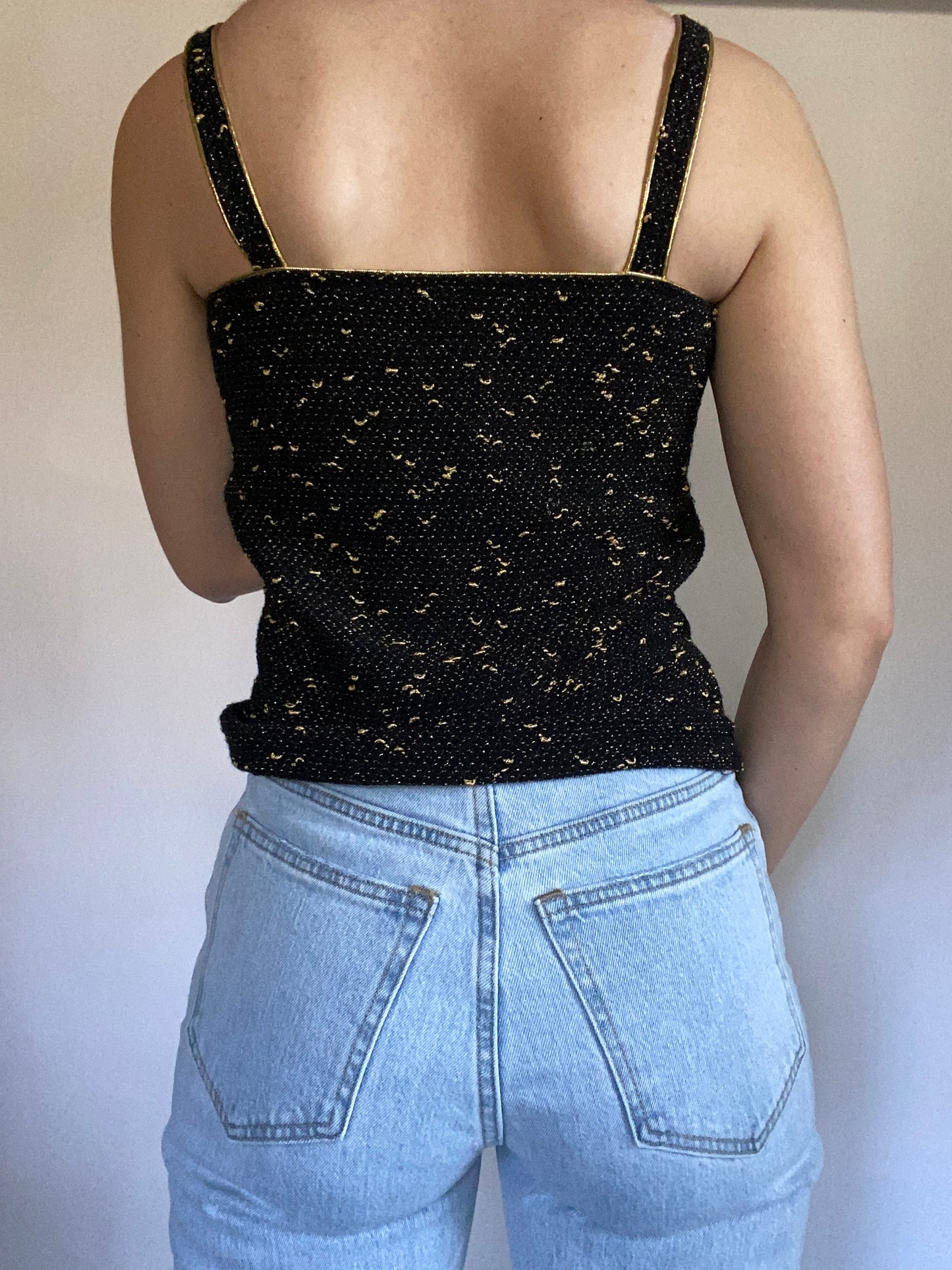 Yves Saint Laurent Black & Metallic Top Size S