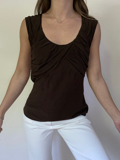 Christian Dior Boutique Draped Silk Tank Top Size S