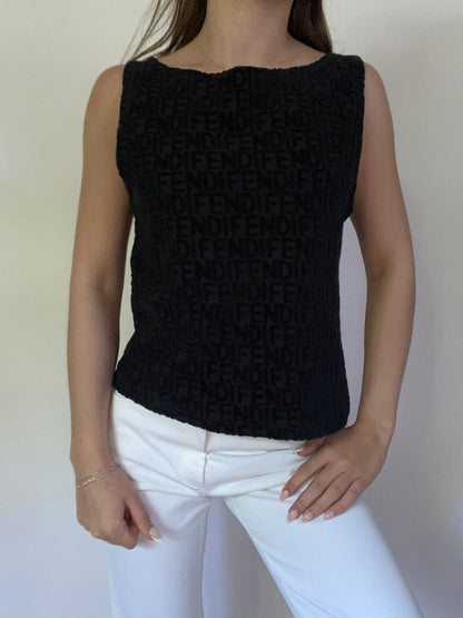 Fendi Popcorn Knit Monogram Tank Top Size S/M