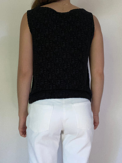 Fendi Popcorn Knit Monogram Tank Top Size S/M
