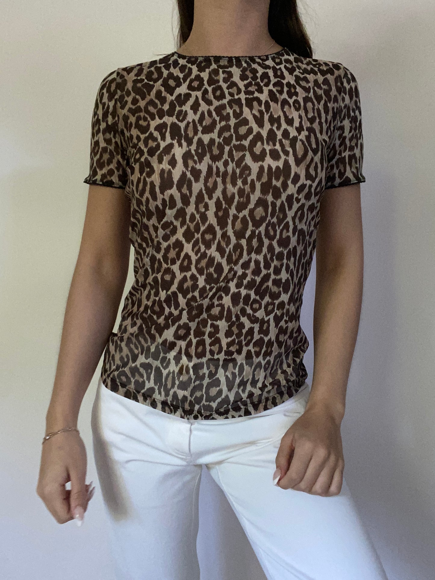 Dolce & Gabbana Sheer Leopard Mesh Top Size S