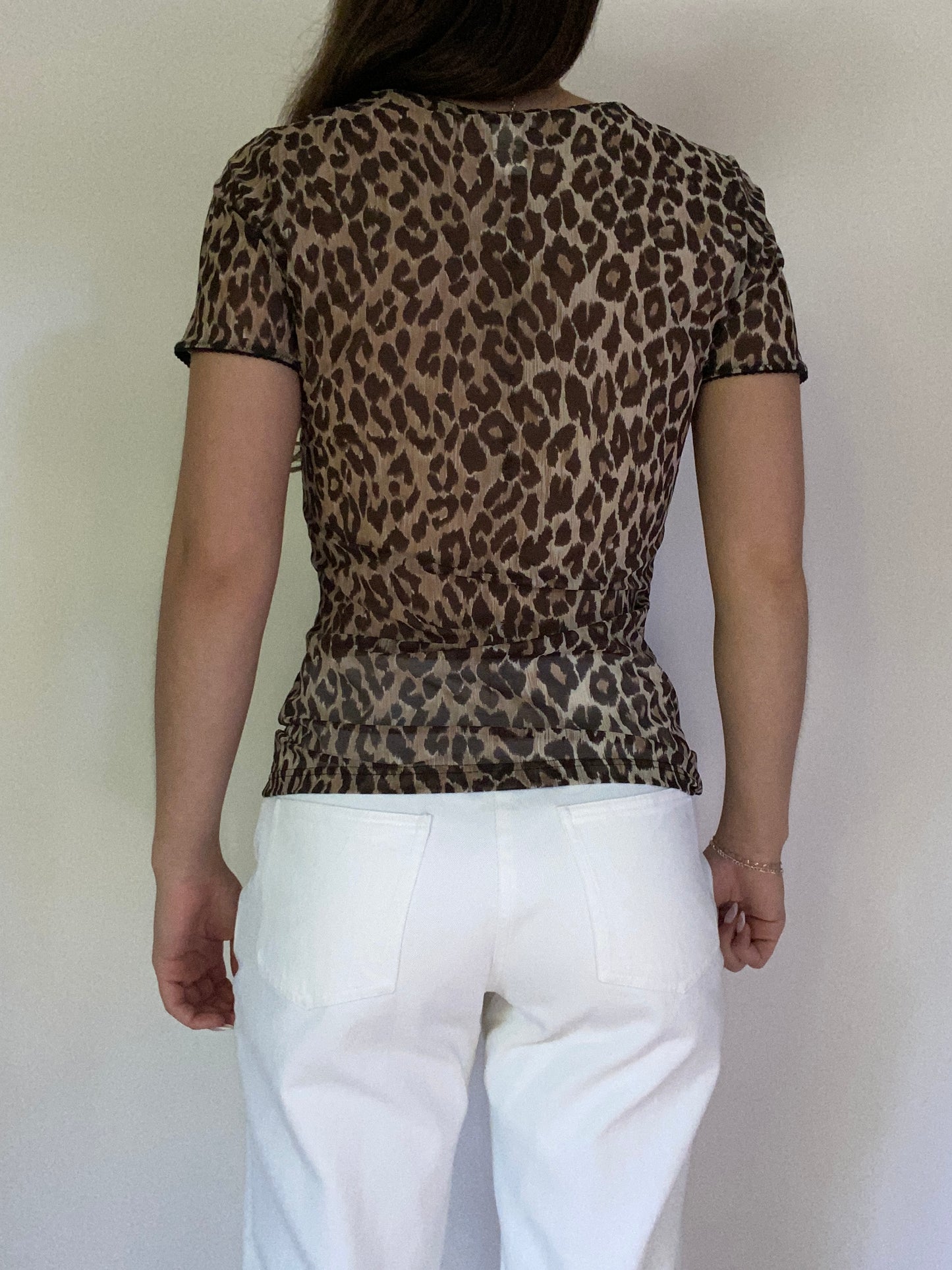 Dolce & Gabbana Sheer Leopard Mesh Top Size S