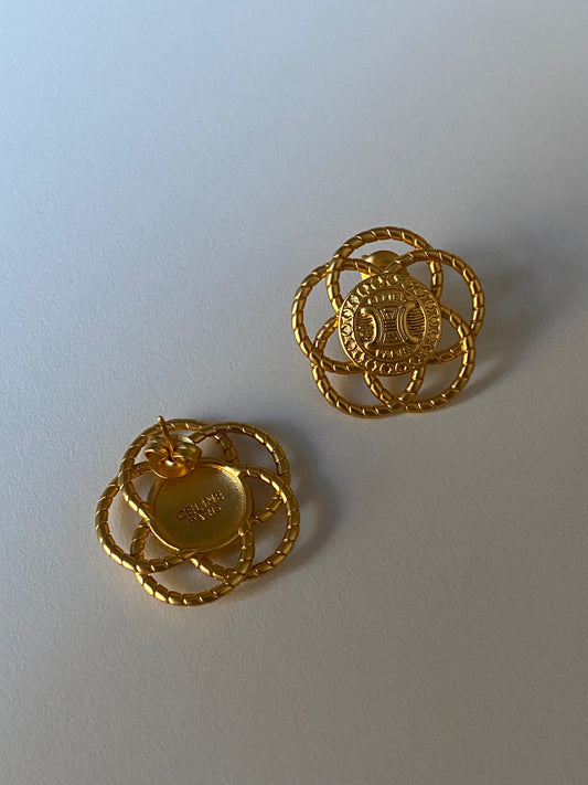 Rare Celine Triomphe Logo Earrings