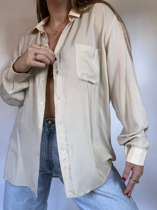 Yves Saint Laurent Logo Silk Button Up Size L